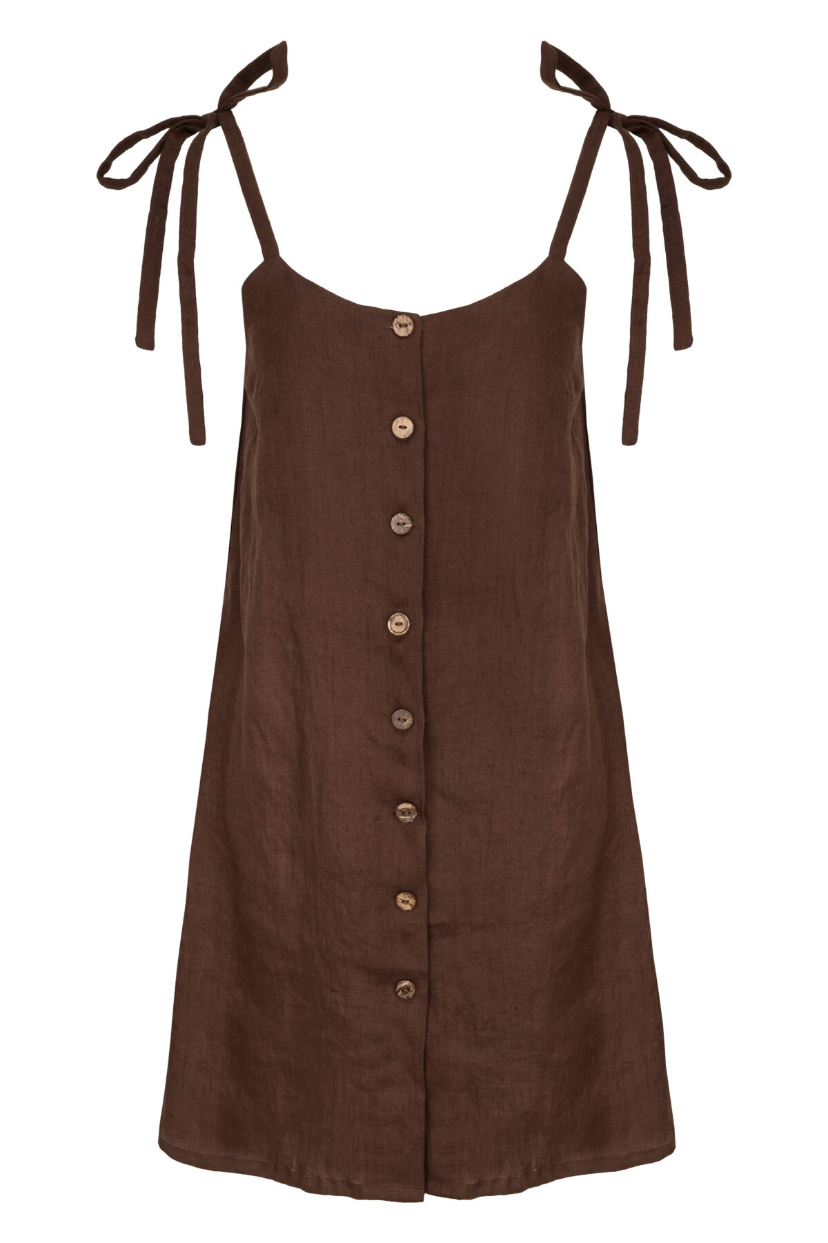LINEN CLASSY DRESS - WOOD