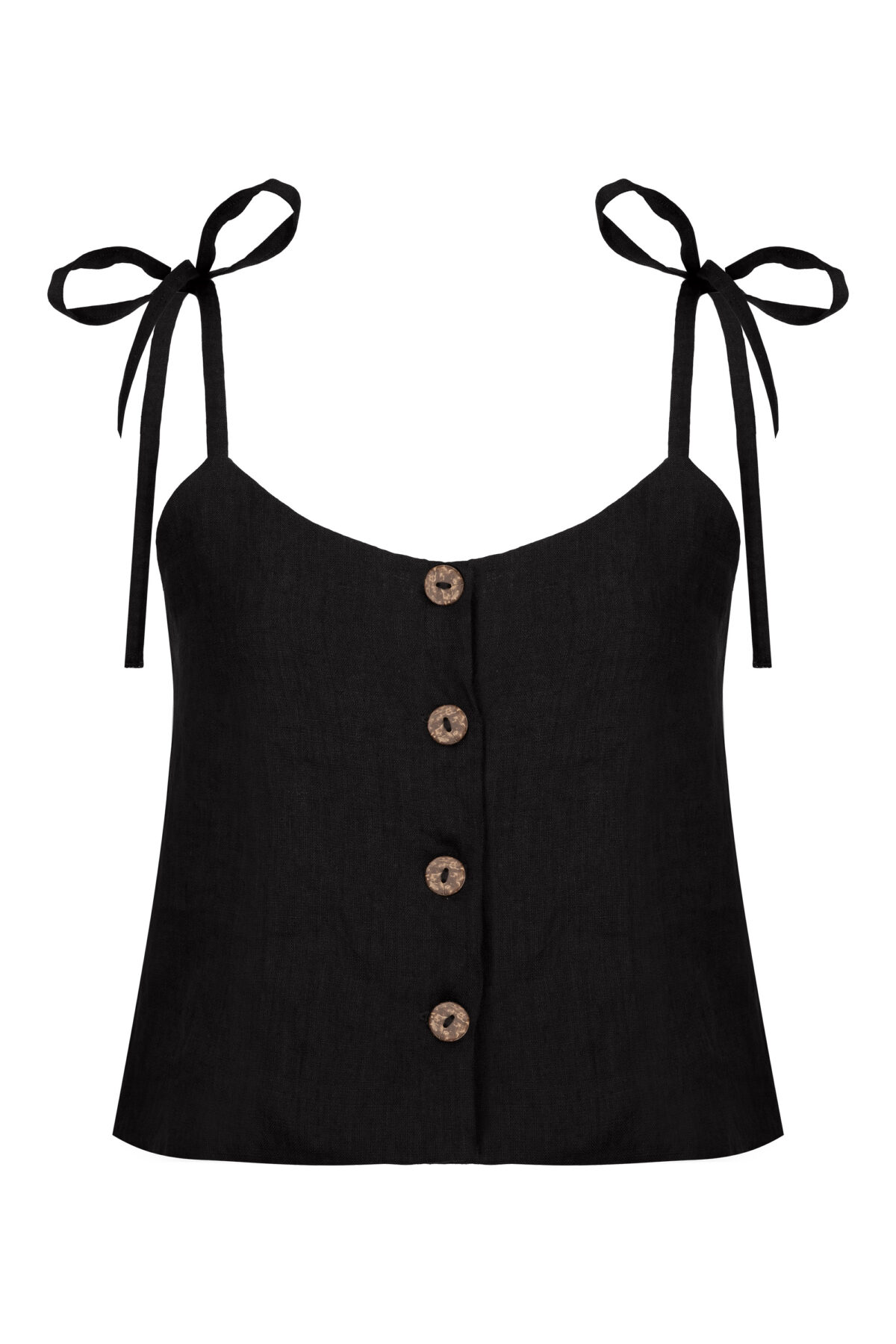 LINEN CLASSY TOP - BLACK