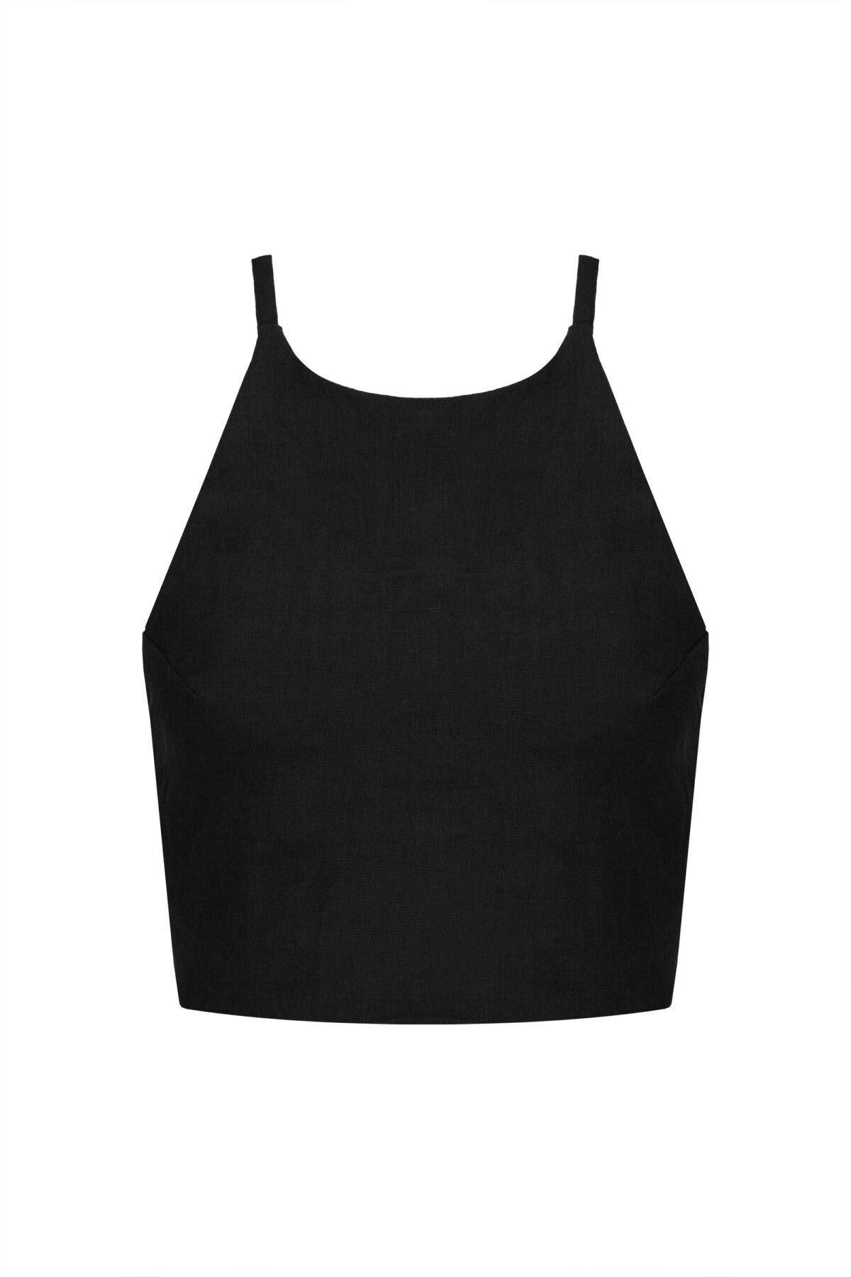 LINEN TIED UP TOP - BLACK