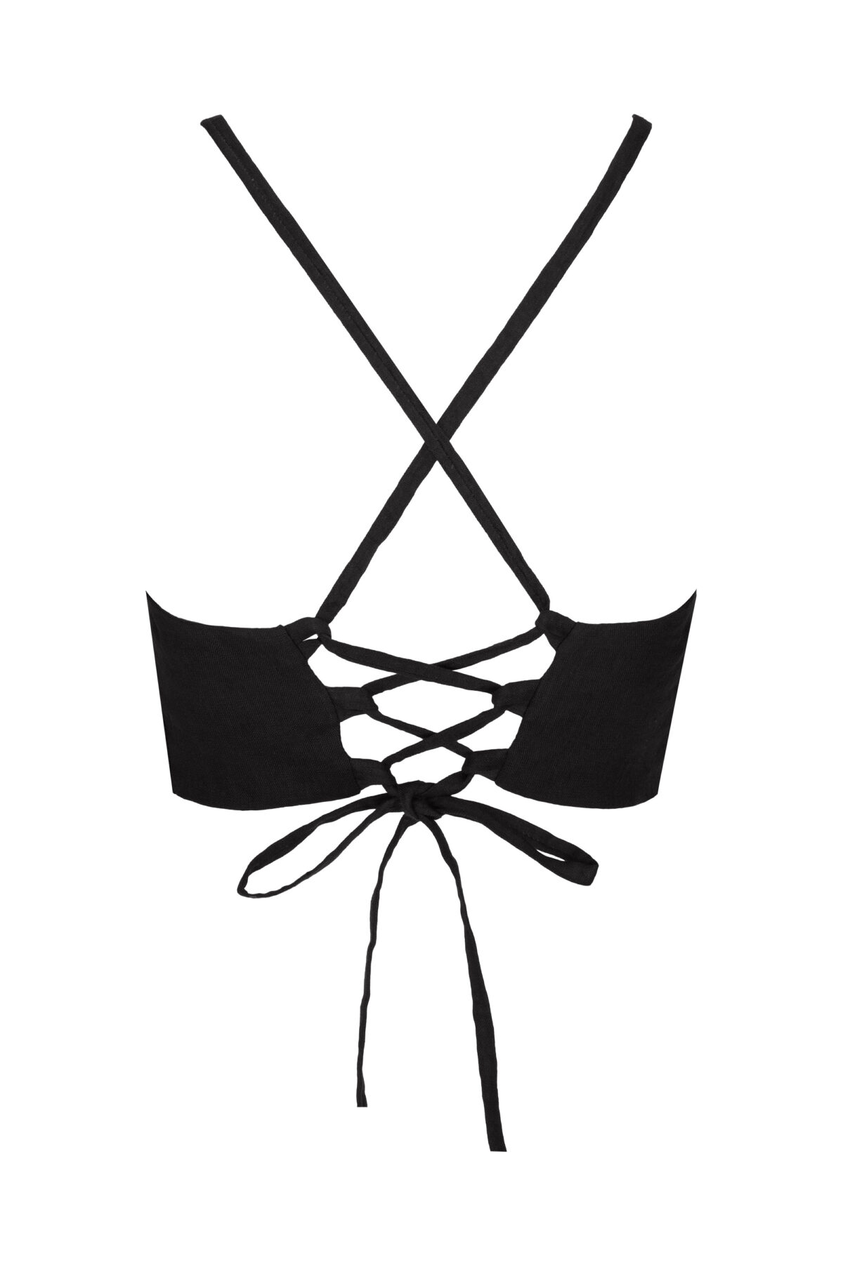 LINEN TIED UP TOP - BLACK - obrazek 2