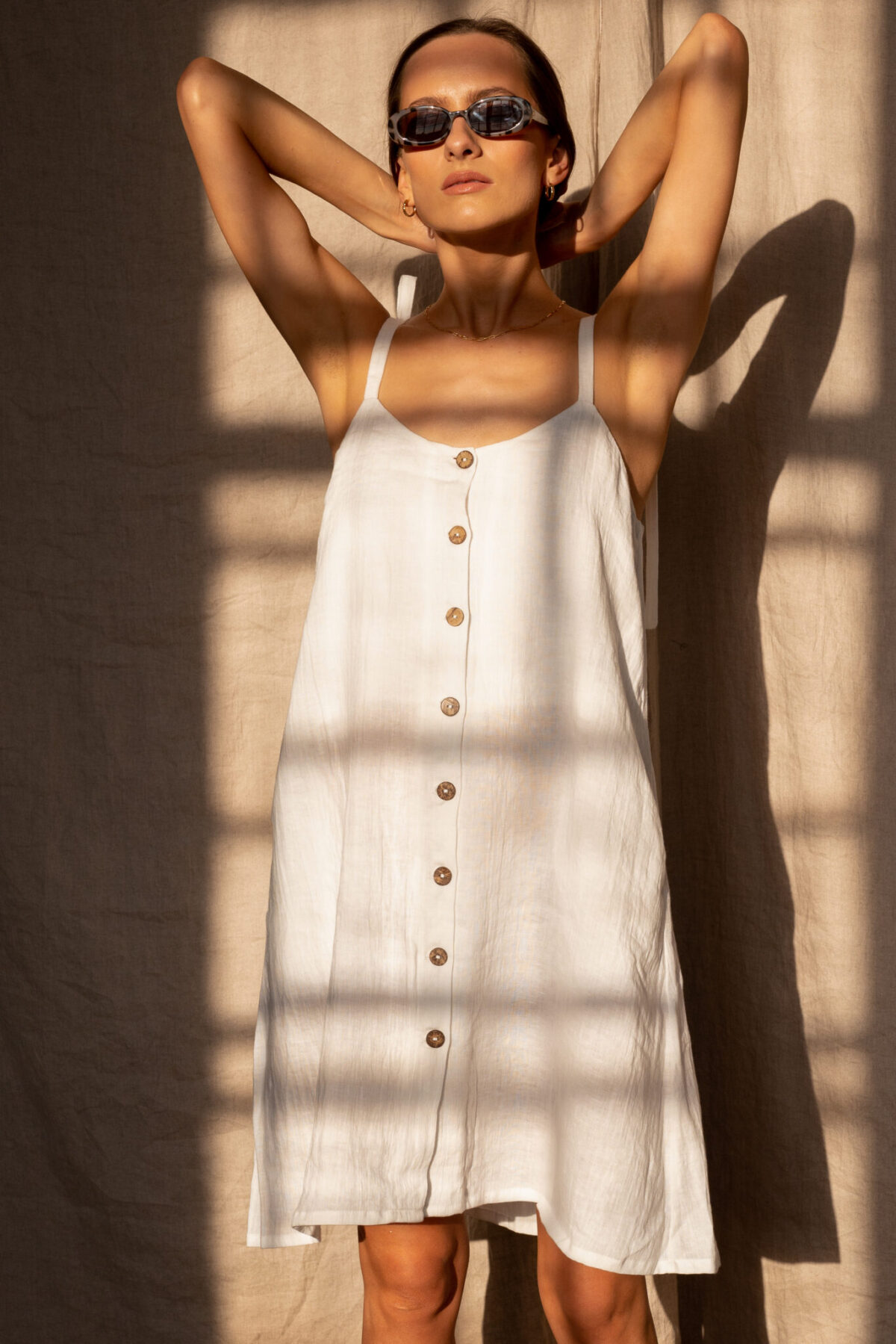 LINEN CLASSY DRESS - COCONUT - obrazek 3