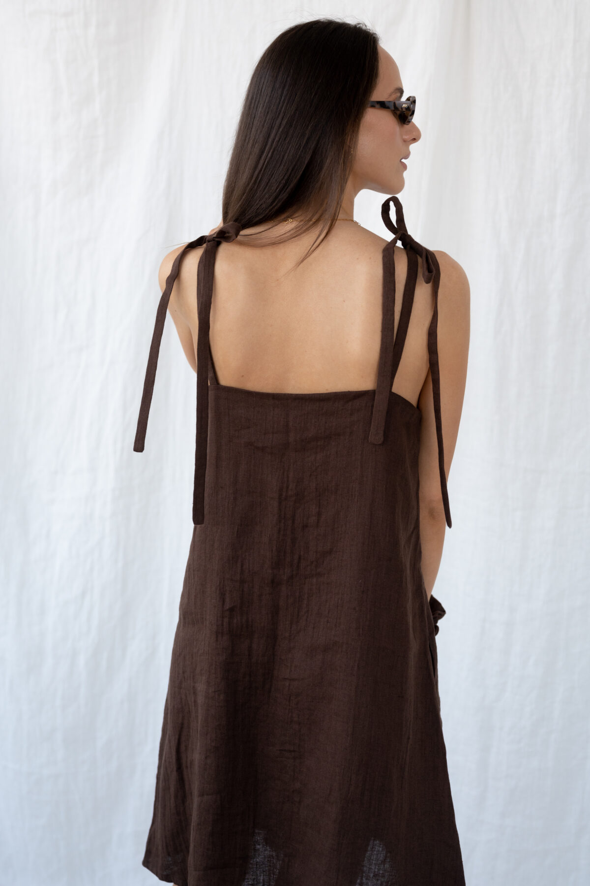 LINEN CLASSY DRESS - WOOD - obrazek 4