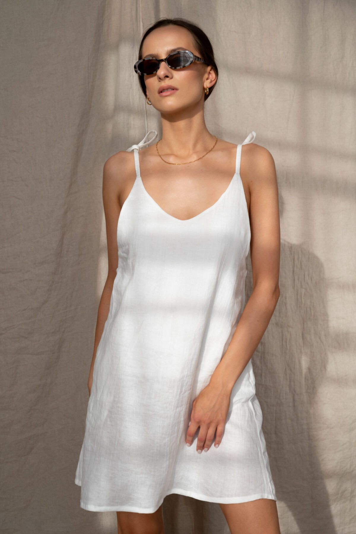 LINEN MINIMAL DRESS - COCONUT - obrazek 3