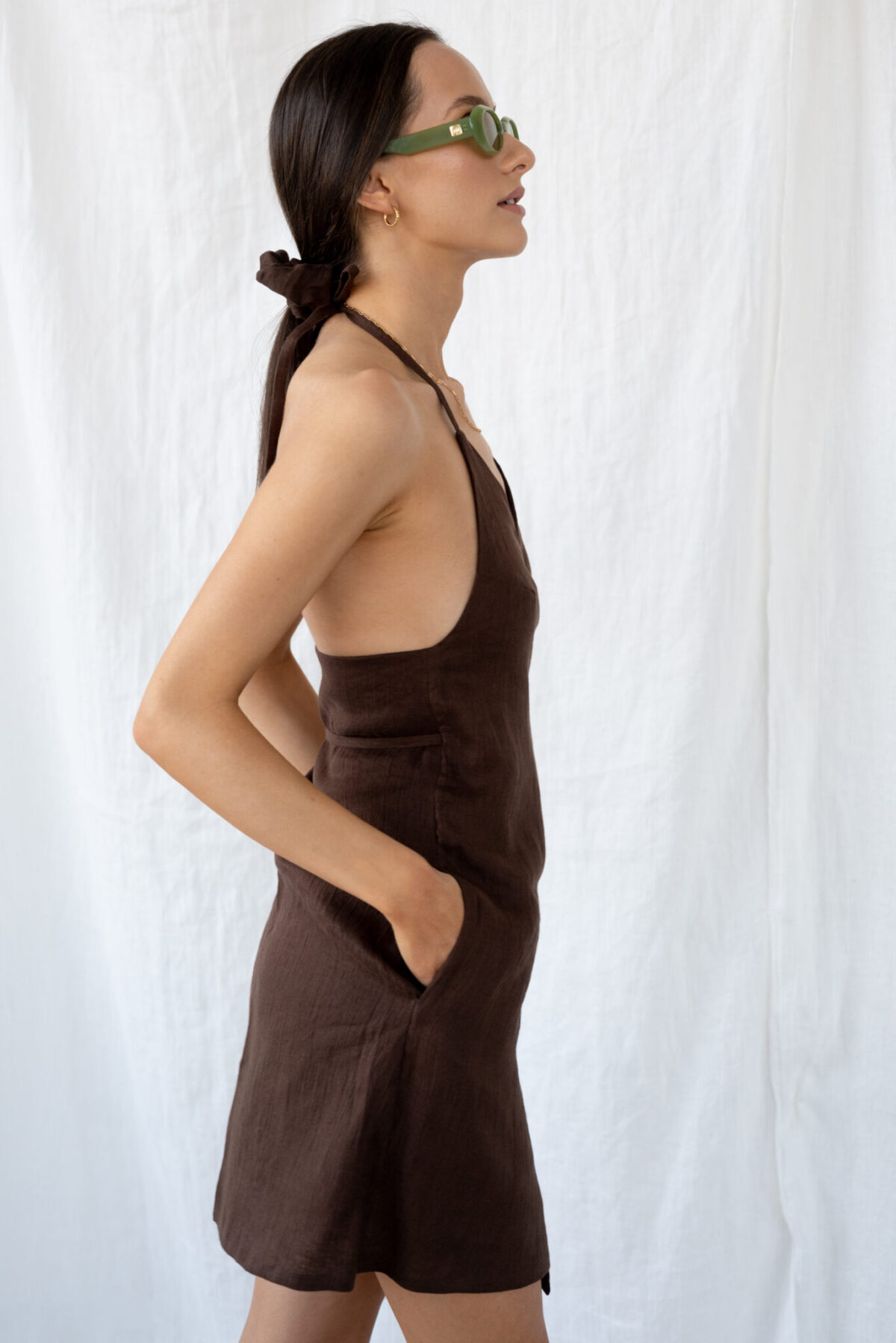 LINEN SPECIAL DRESS - WOOD - obrazek 5