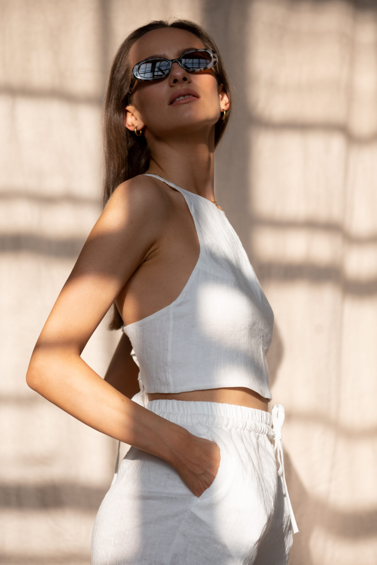 LINEN TIED UP TOP - COCONUT - obrazek 3