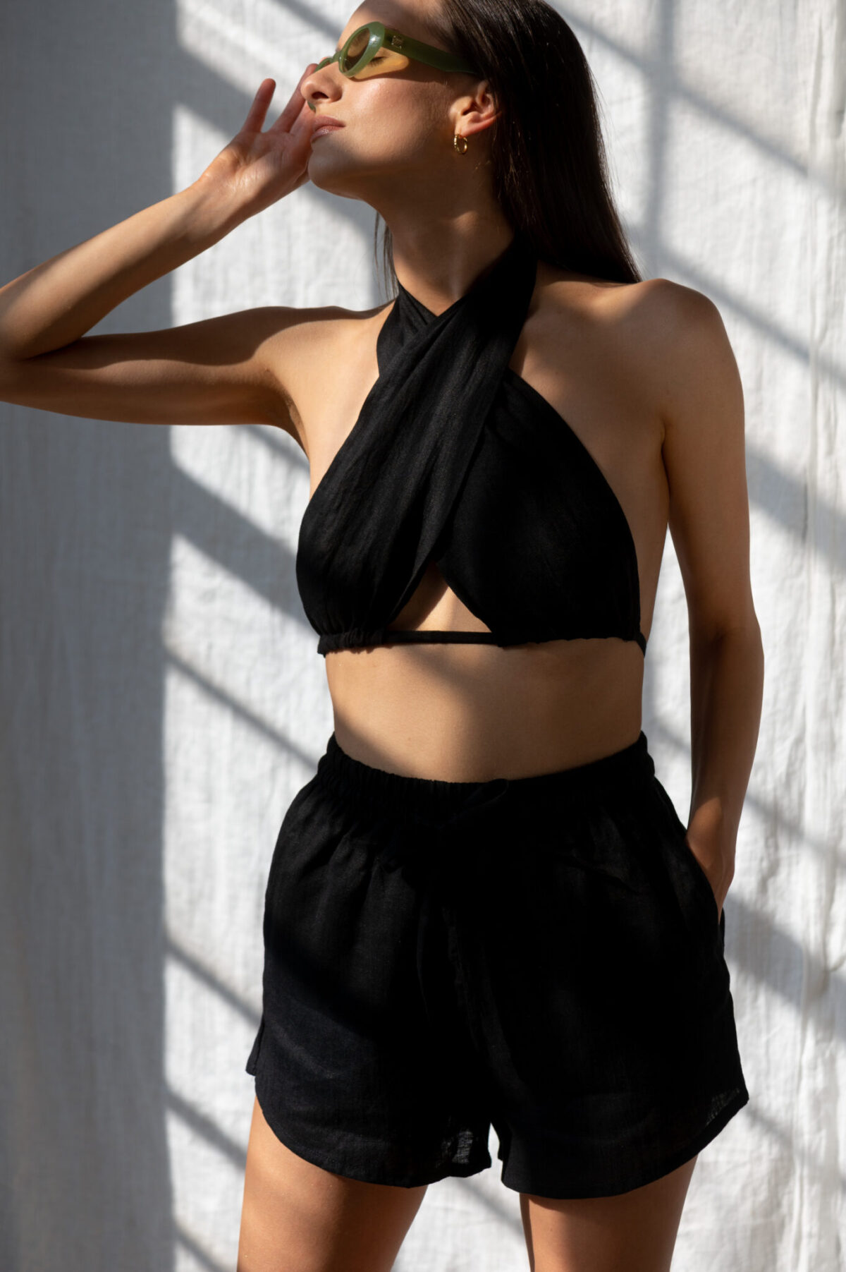 LINEN WRAP TOP 3IN1 - BLACK - obrazek 6