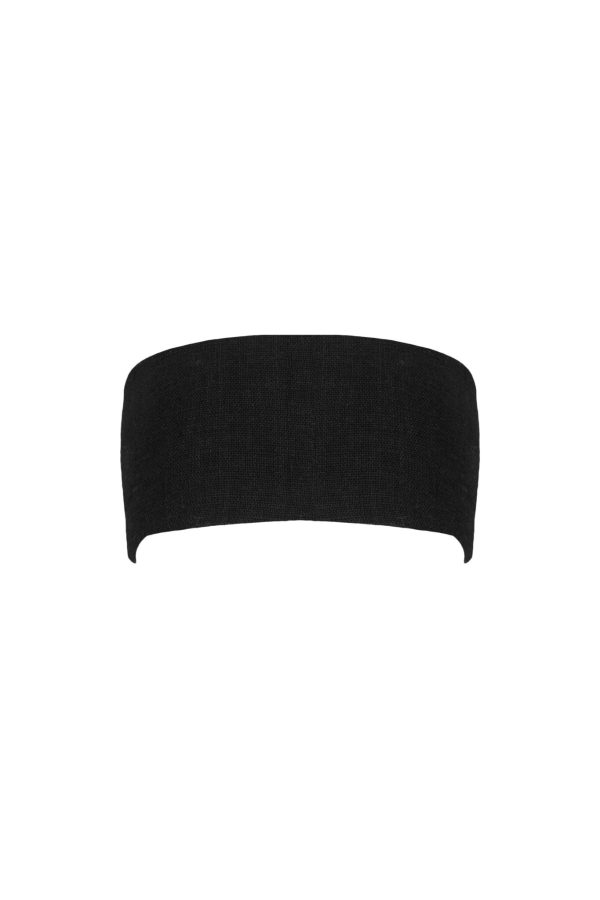 Headband - lniana opaska do włosów dla dziewczynki Black