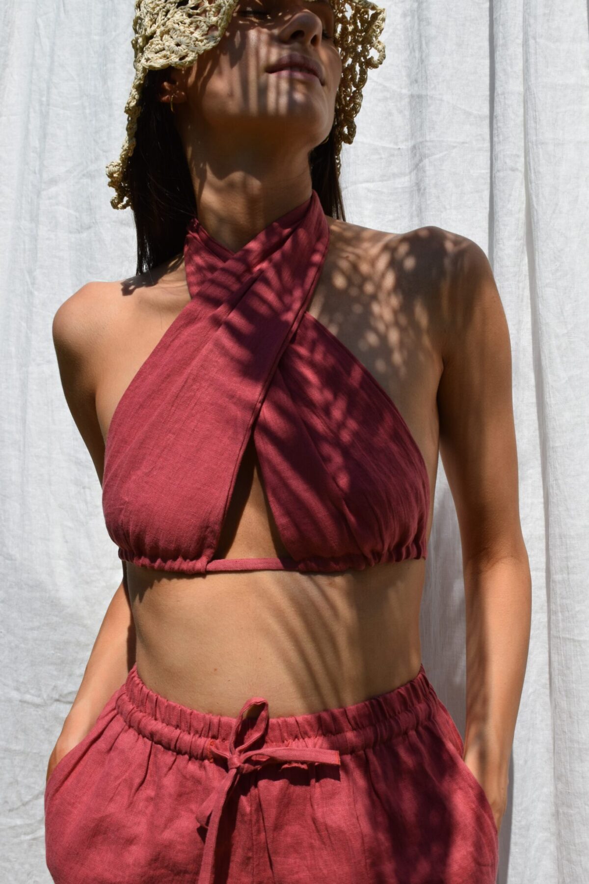 LINEN WRAP TOP 3IN1 - GUAVA - obrazek 6