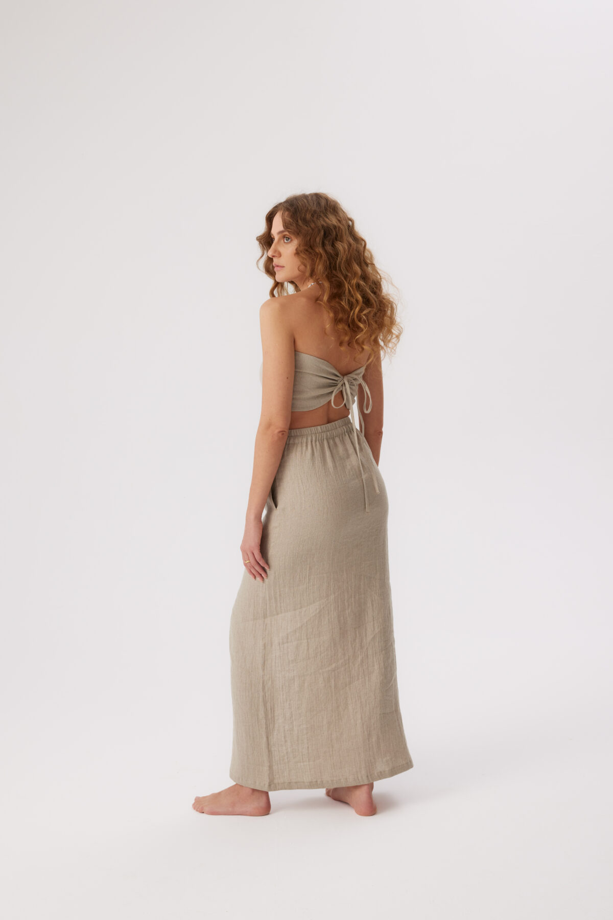 Lniana spódnica maxi Natural - obrazek 4