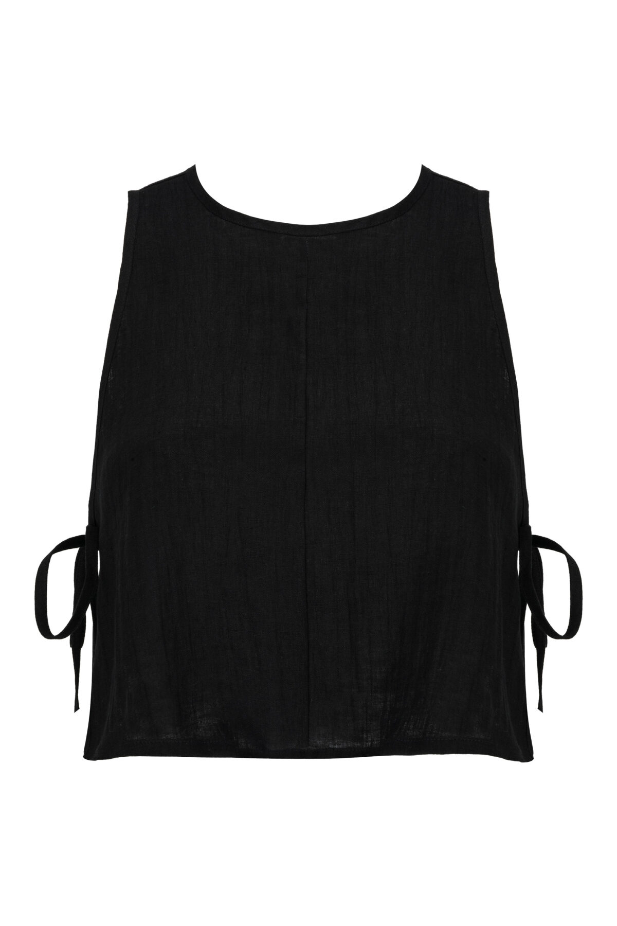 LINEN MINIMAL TOP - BLACK - obrazek 2