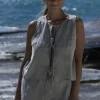 Lniana bluzka wiązana twist – naturalny len