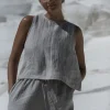 Lniana bluzka wiązana twist – naturalny len