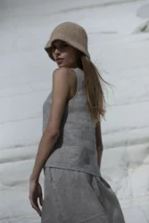 Lniana prosta bluzka pure – naturalny len