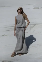 Lniana prosta bluzka pure – naturalny len