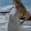 Lniana sukienka wiązana minimal – naturalny len