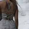Lniany top wiązany na plecach tied-up naturalny len