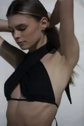 Lniany top wiązany 3w1 wrap - czarny