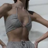 Lniany top wiązany 3w1 wrap - naturalny len