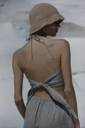 Lniany top wiązany 3w1 wrap - naturalny len