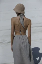 Lniany top wiązany 3w1 wrap - naturalny len