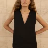 Lniana bluzka V Harmony - Black