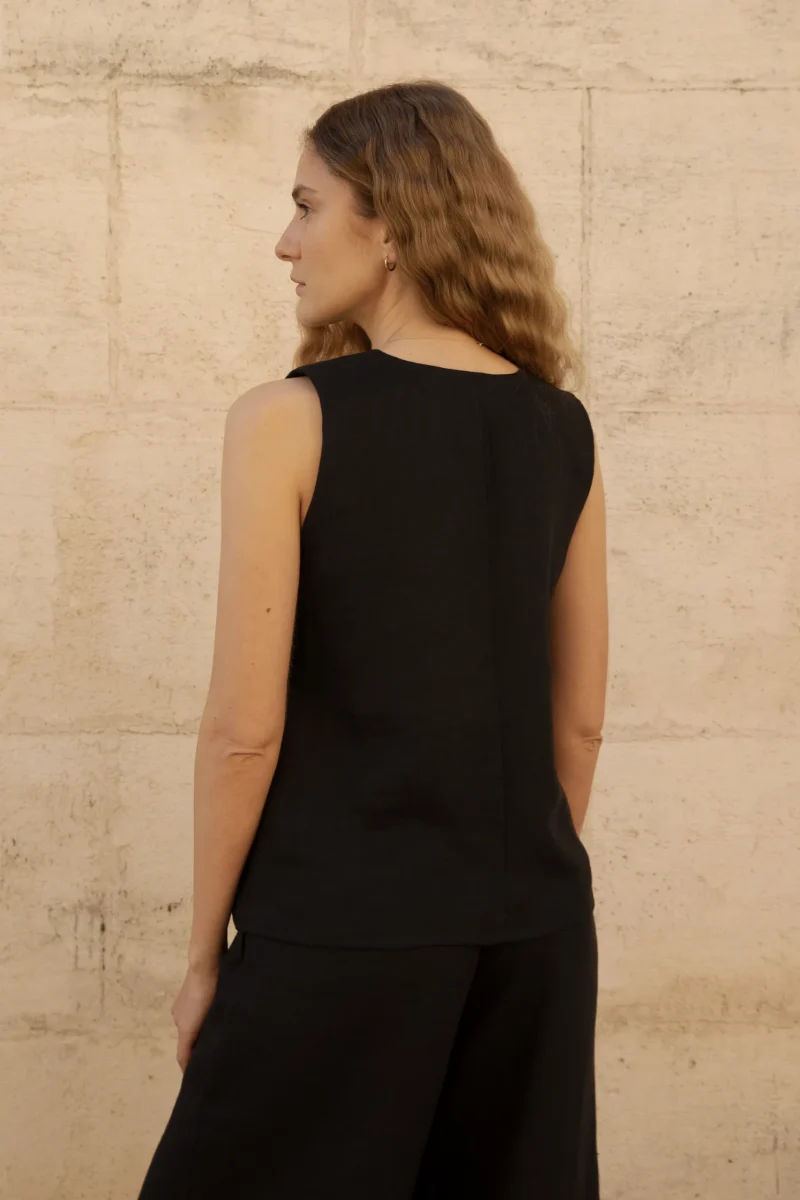 Lniana bluzka V Harmony - Black