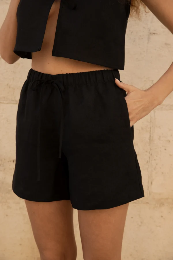 Lniane szorty Ease - Black