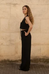 Lniane spodnie Essence - Black