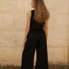 Lniane spodnie Essence - Black