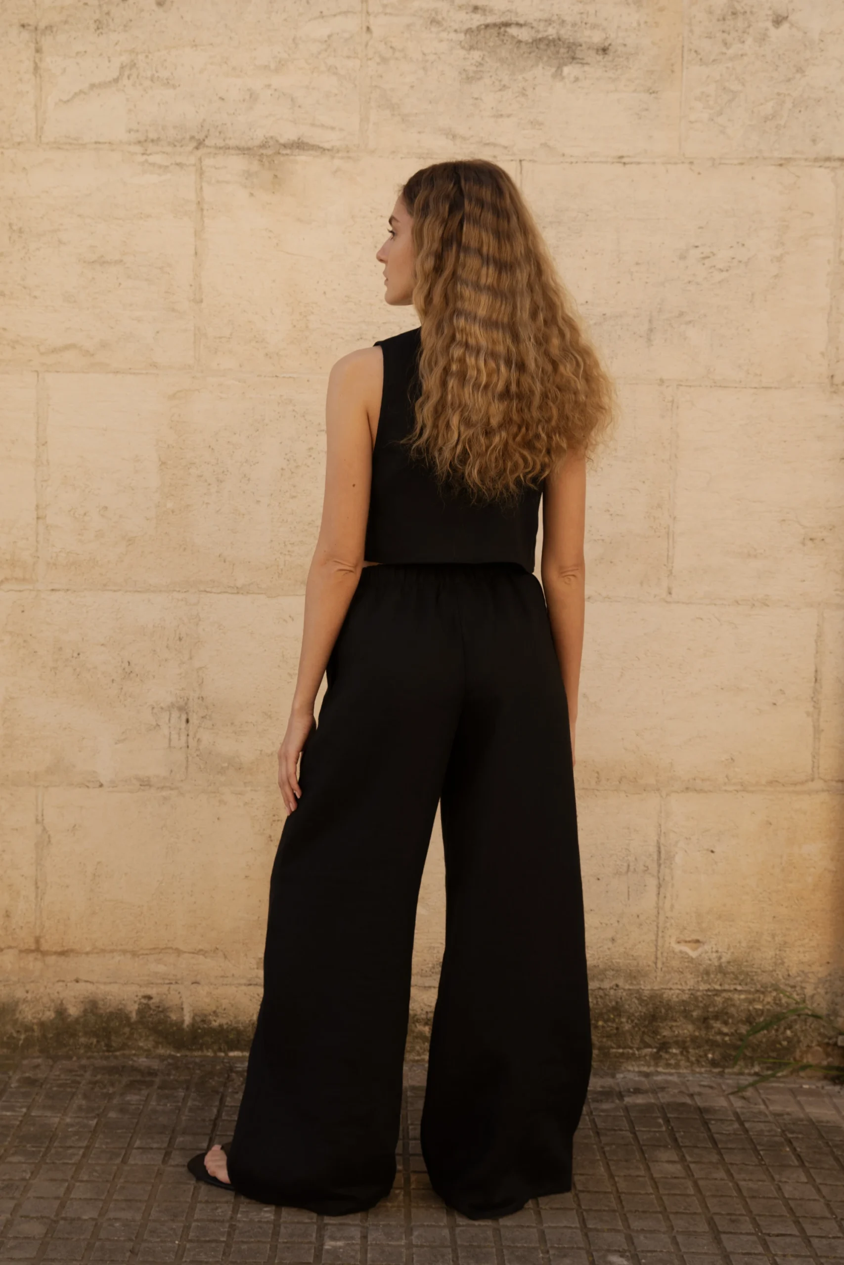 Lniane spodnie Essence - Black