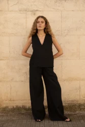 Lniane spodnie Essence - Black