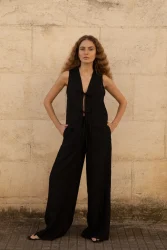 Lniane spodnie Essence - Black