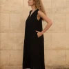 Lniana sukienka Midi V Harmony - Black