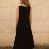 Lniana sukienka Midi V Harmony - Black