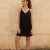 Lniana sukienka Mini Bloom - Black