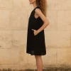 Lniana sukienka Mini V Harmony - Black