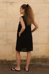 Lniana sukienka Mini V Harmony - Black