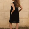 Lniana sukienka Mini V Harmony - Black