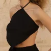 Lniany top Rhombus - Black