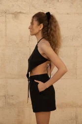 Lniany top Rhombus - Black