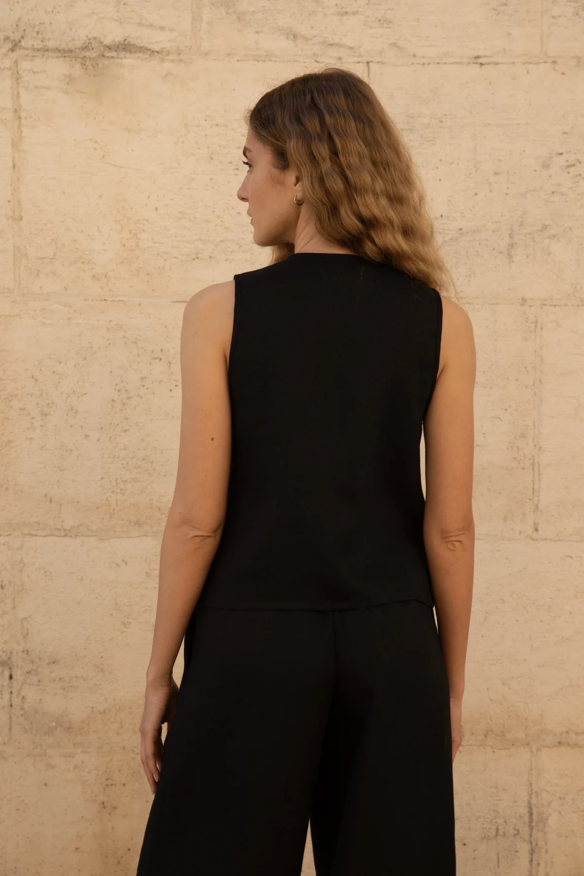 Lniana bluzka V Bow - Black