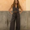 Lniane spodnie Essence - Dark Grey