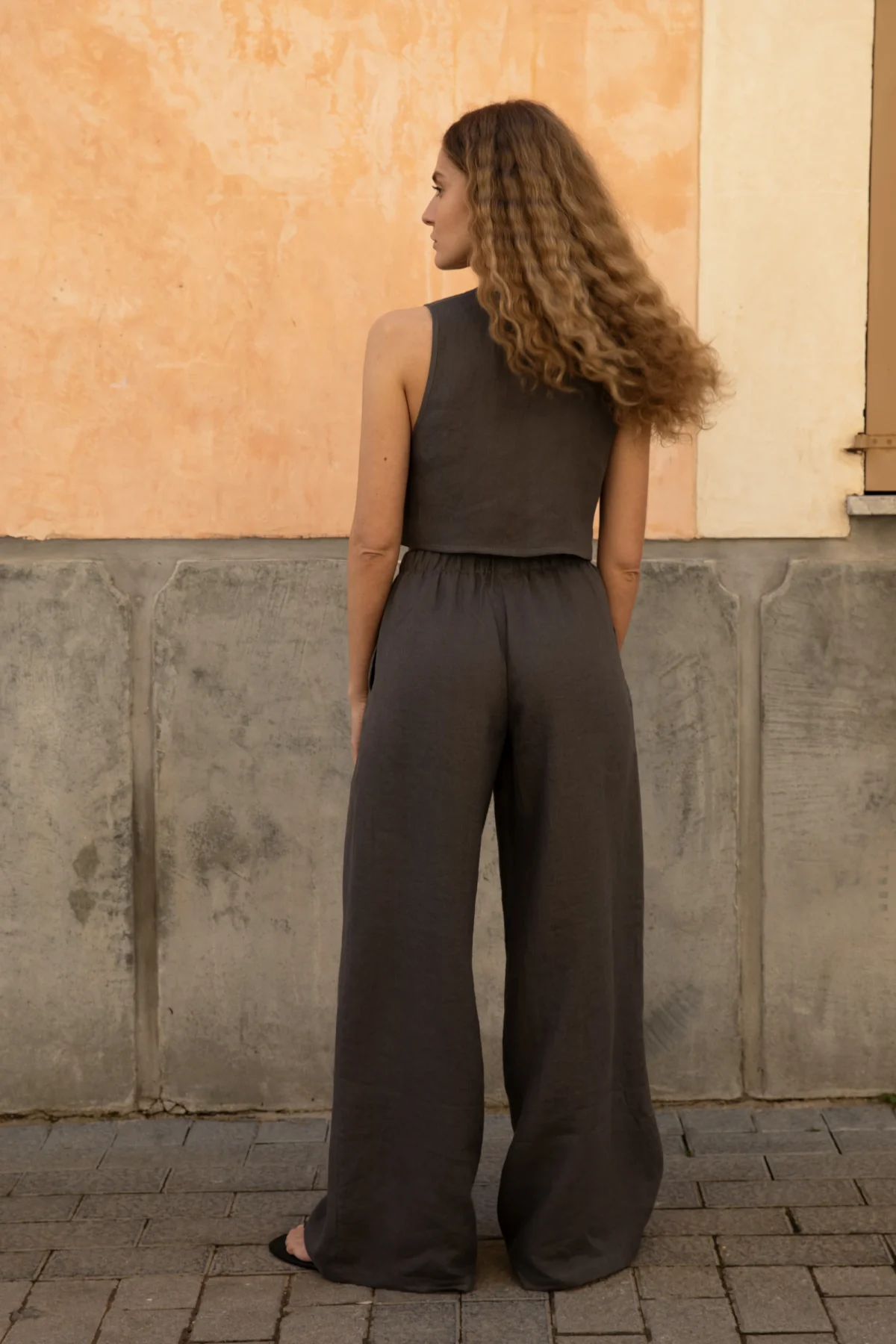 Lniane spodnie Essence - Dark Grey