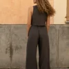 Lniane spodnie Essence - Dark Grey