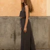 Lniane spodnie Essence - Dark Grey