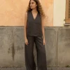 Lniane spodnie Essence - Dark Grey