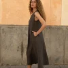 Lniana sukienka Midi V Harmony - Dark Grey