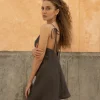 Lniana sukienka Mini Bloom - Dark Grey