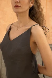 Lniana sukienka Mini Bloom - Dark Grey