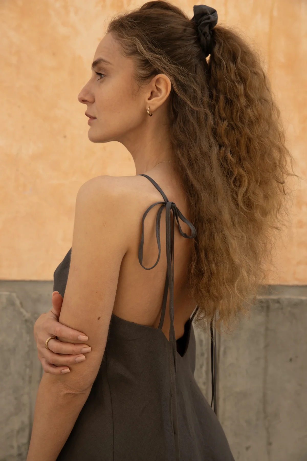 Lniana sukienka Mini Bloom - Dark Grey